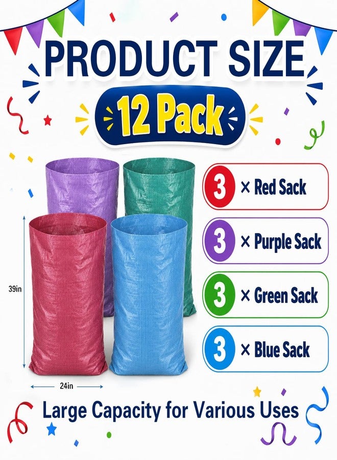 ECcandiedhaws 12Pcs Colorful Potato Sack Race Bags, 24" x 39" Reusable Vegetable Produce Bag for Potato Tomato Onion Bean Garlic Storage - Image 3