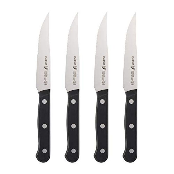 HENCKELS Solution Razor-Sharp Steak Knife Set of 4, German Engineered Informed by 100+ Years of Mastery, Black