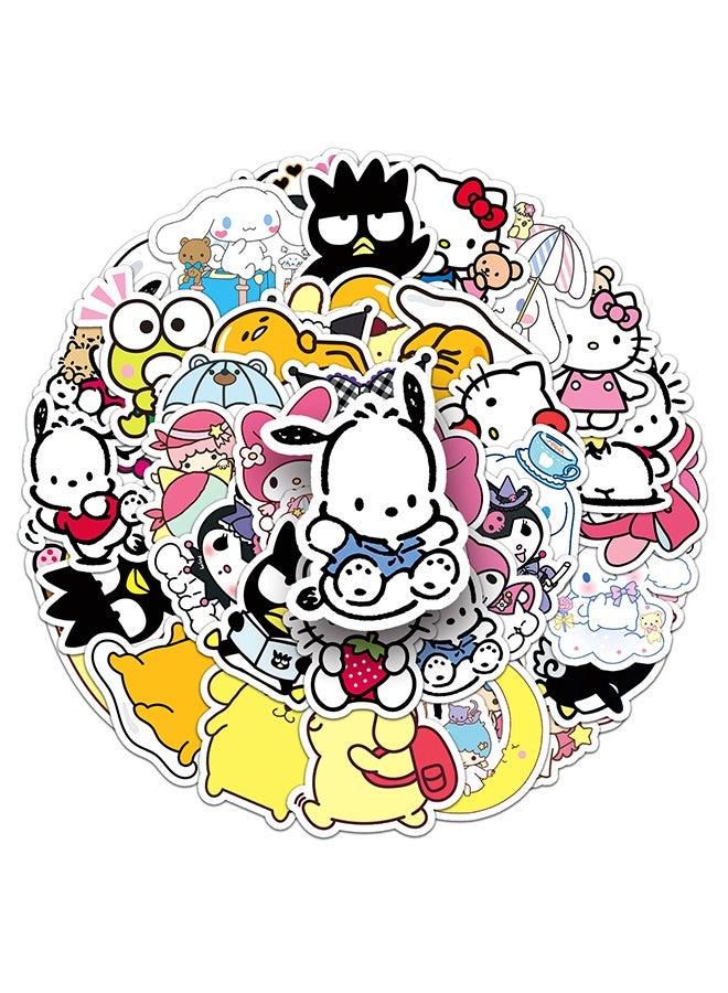Sanrio 50 Pcs My Melody and Kuromi Stickers, Hello Kitty Kitty Stickers, Cute Sticker Japanese Kawaii Decals for Kids Teens Adults - Image 1