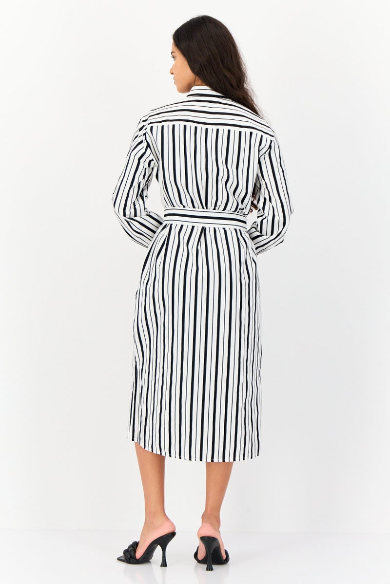 KOTON فستان قميص مخطط بحزام للنساء، متعدد الألوان - Image 4