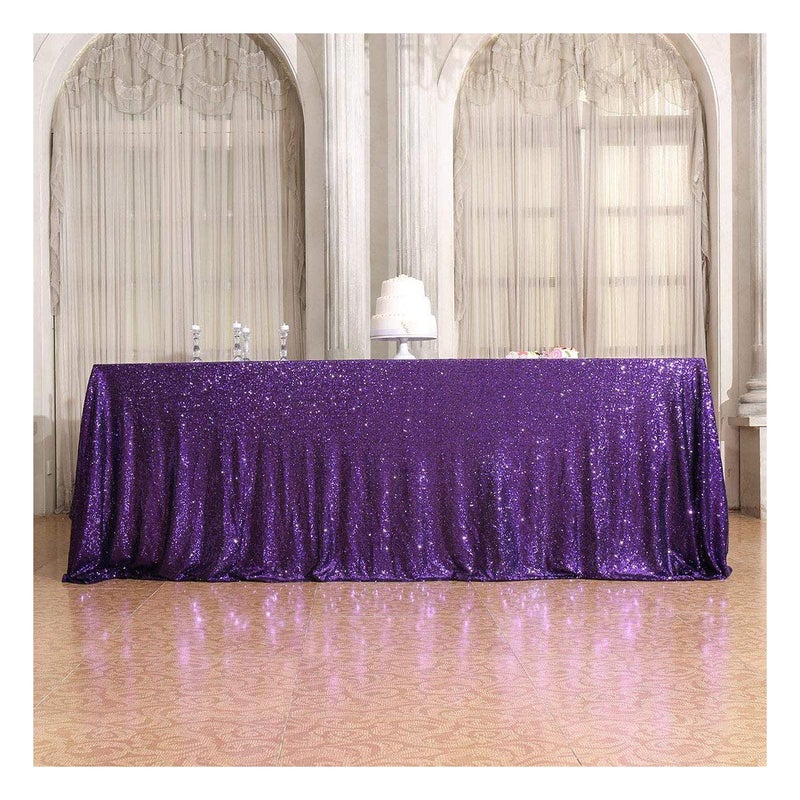 Poise3EHome 60?120'' Rectangle Purple Sequin Tablecloth for Party Cake Dessert Table Exhibition Events  Purple