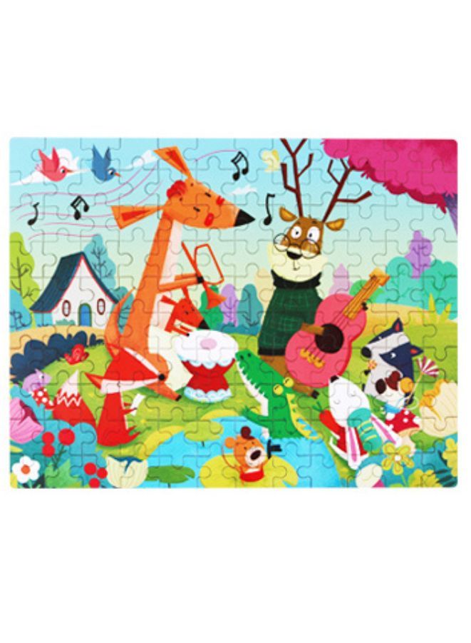 Wooden Jigsaw 120 Pieces Cartoon Animals Fairy Tales Puzzles Children Wood Early Learning Set Montessori Education Toy Kids Gift, Happy Animals - Image 2
