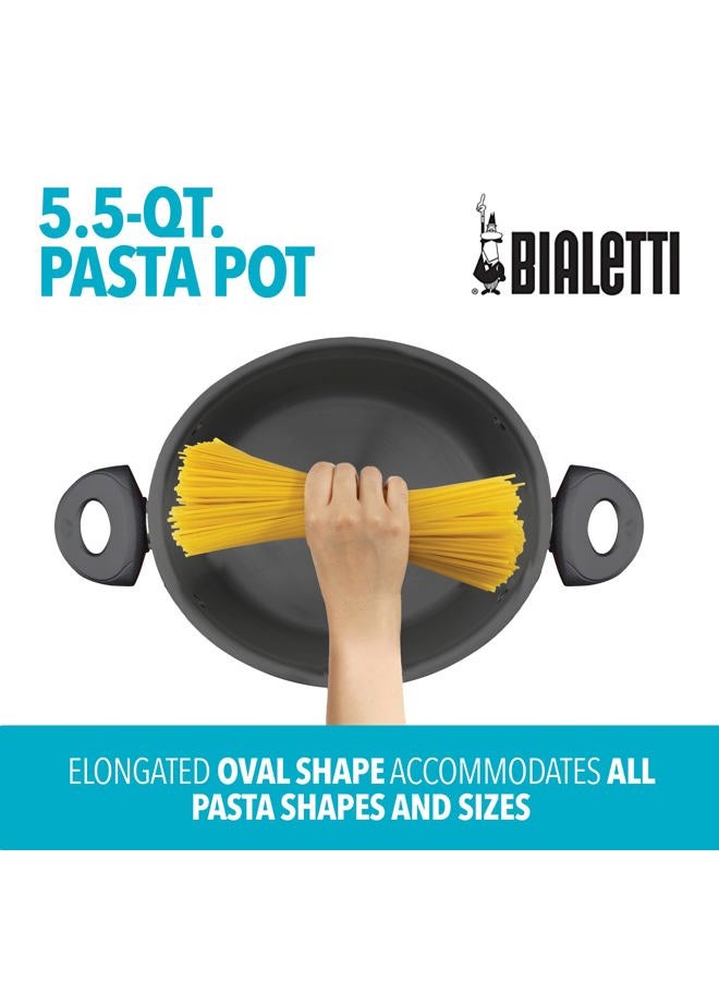 BIALeTTI 07593 Oval 6 Quart Multi-Pot with Strainer Lid, whole pasta, corn, lobster, Stainless Steel 1 BPPPFMN - Image 2