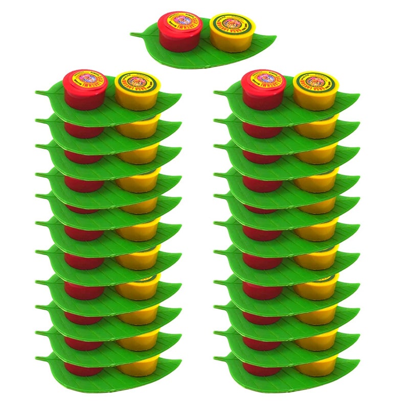 Pmw - Leaf Shape Thamboolam Set - Pack of 100 - Pasupu Kumkum Set - Haldi Kumkum Set - Fancy Leaf Shape - Image 4