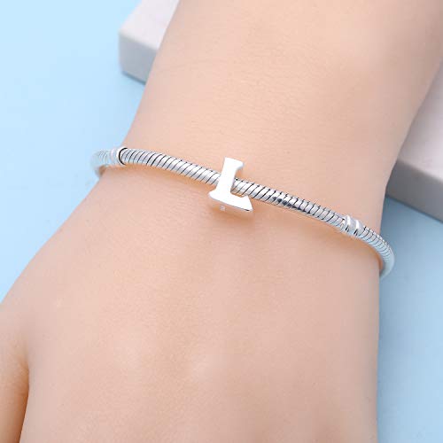 SOUKISS Alphabet Charms fit Pandora Charms Bracelet 925 Sterling Silver Letter Initial A-z Beads for Christmas Mothers Gifts (L) - Image 5