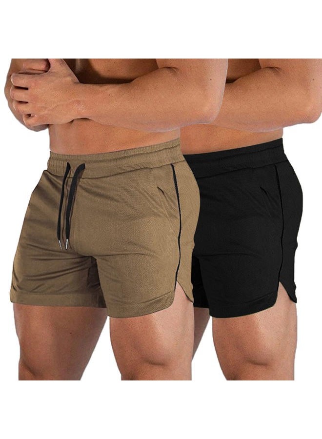 EVERWORTH Men's Athletic Shorts Gym Workout Short Shorts Casual Shorts Running Bodybuilding 5 Inch Inseam Shorts, 2 Pack: Green,black, M - Image 1