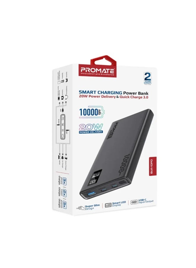 PROMATE Bolt-10PD 20W Smart Charging 10000mAh Power Bank -Black - Image 2