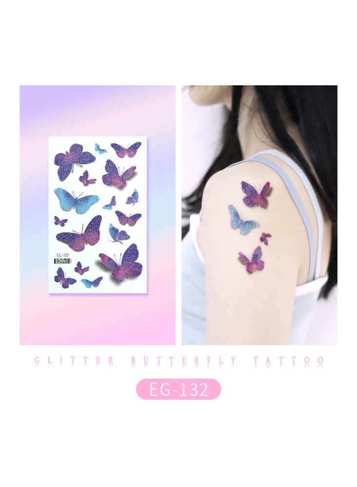 rocooart 6 Temporary Tattoos Butterfly Glitter Tattoo Face Body Sticker Water Transfer Angel Wings Tattoos Waterproof Stickers for Music Festival Ball Party Cosplay - Image 5
