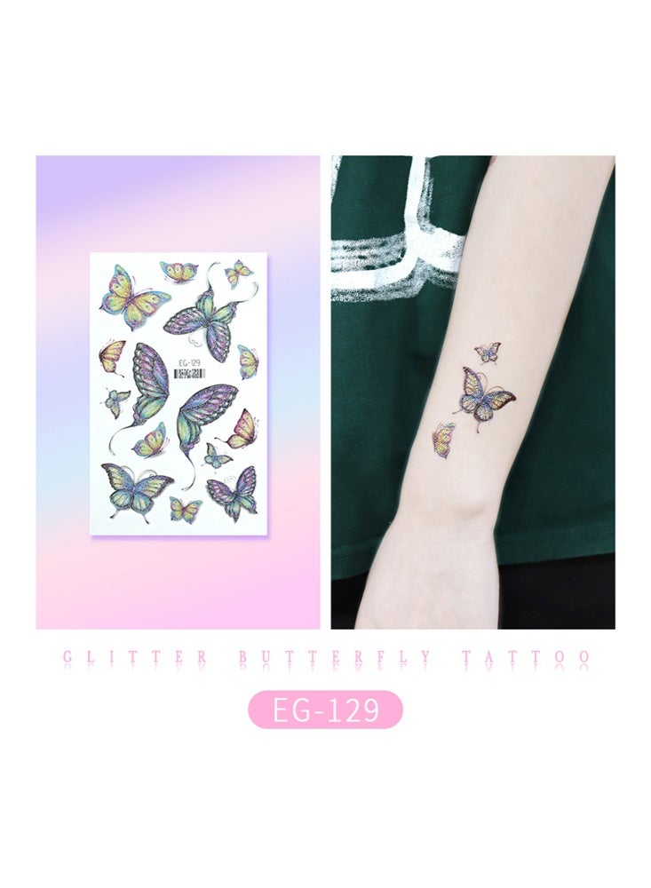 rocooart 6 Temporary Tattoos Butterfly Glitter Tattoo Face Body Sticker Water Transfer Angel Wings Tattoos Waterproof Stickers for Music Festival Ball Party Cosplay - Image 4