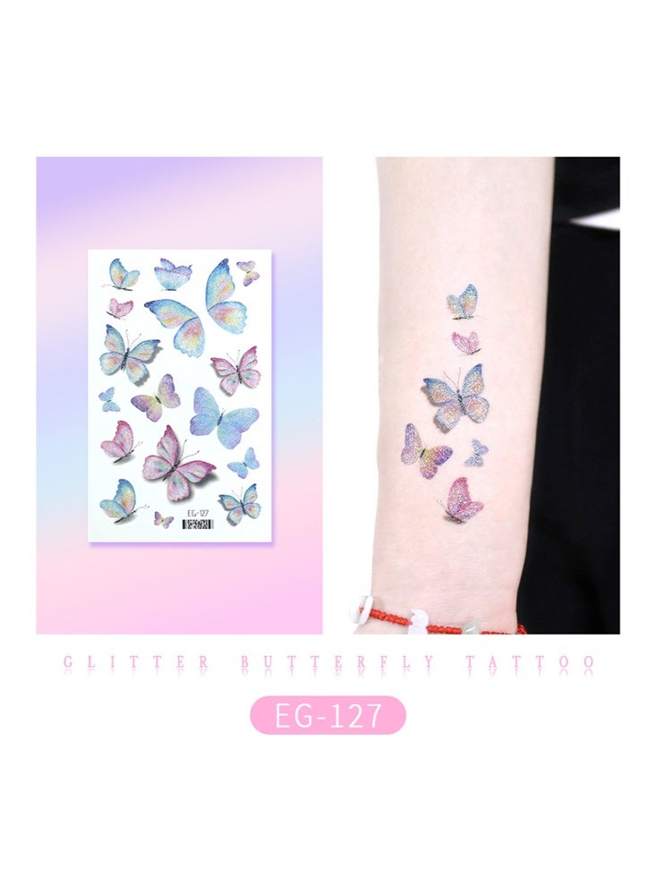 rocooart 6 Temporary Tattoos Butterfly Glitter Tattoo Face Body Sticker Water Transfer Angel Wings Tattoos Waterproof Stickers for Music Festival Ball Party Cosplay - Image 2