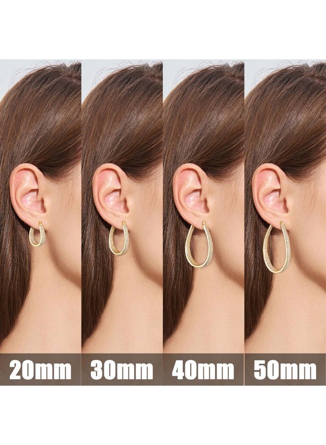 Gacimy Gold Hoop Earrings for Women 14k Real Gold Plated, 6.3mm Thick Chunky Cubic Zirconia Gold Earrings Hoops with 925 Sterling Silver Post, Medium Oval Womens Earrings 30mm - Image 5