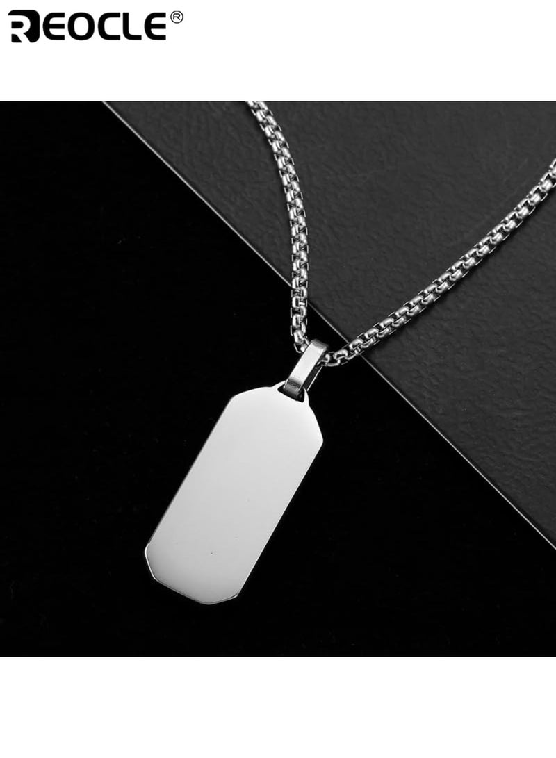 REOCLE Men's Stainless Steel Necklace with Minimalist Modern Pendant Durable Chain Elegant Suitable for Daily Wear Formal Occasions Ideal as Gift for Valentine's Day Birthday Anniversary Festival Accessories for Men for Guys for Adults（60cm） - Image 4