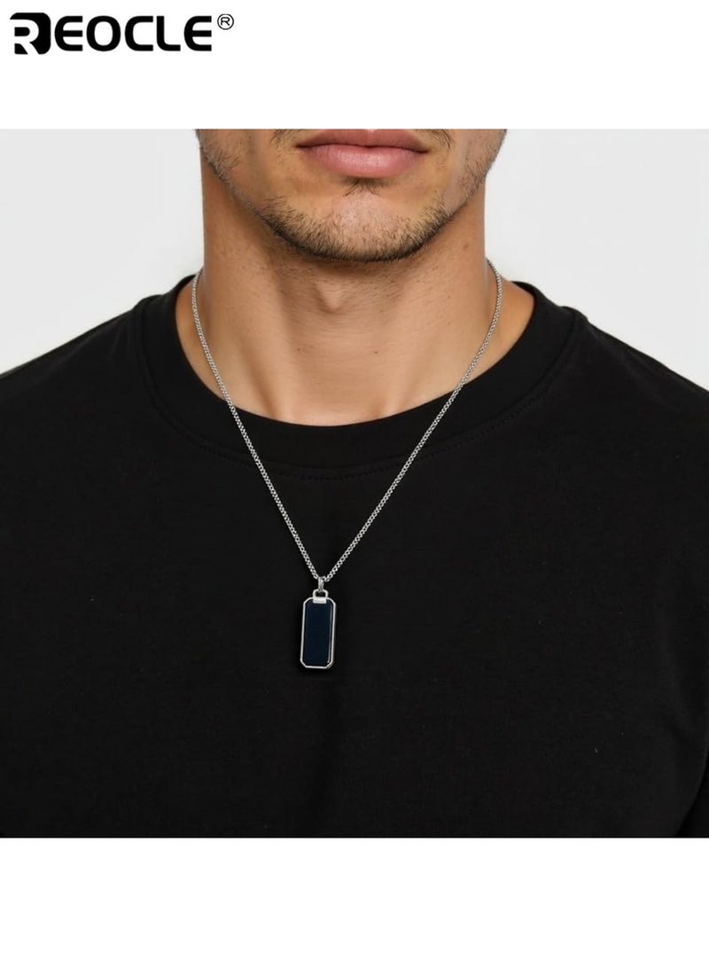 REOCLE Men's Stainless Steel Necklace with Minimalist Modern Pendant Durable Chain Elegant Suitable for Daily Wear Formal Occasions Ideal as Gift for Valentine's Day Birthday Anniversary Festival Accessories for Men for Guys for Adults（60cm） - Image 5