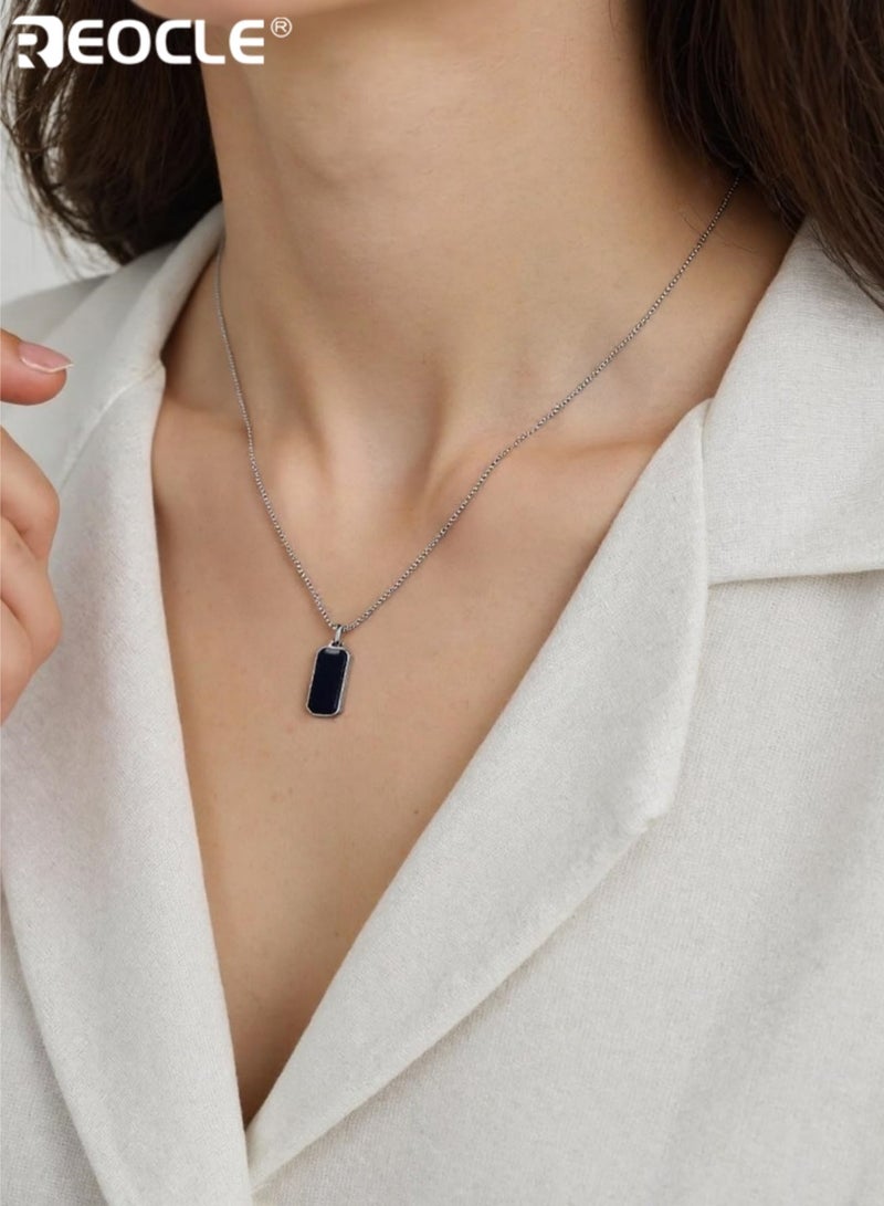 REOCLE Men's Stainless Steel Necklace with Minimalist Modern Pendant Durable Chain Elegant Suitable for Daily Wear Formal Occasions Ideal as Gift for Valentine's Day Birthday Anniversary Festival Accessories for Men for Guys for Adults（60cm） - Image 1