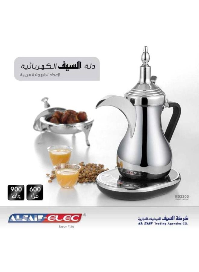 ألسيف إليك دلة قهوة كهربائية 900 وات 0.6 L 900 W E03300 أسود/ فضي - Image 3