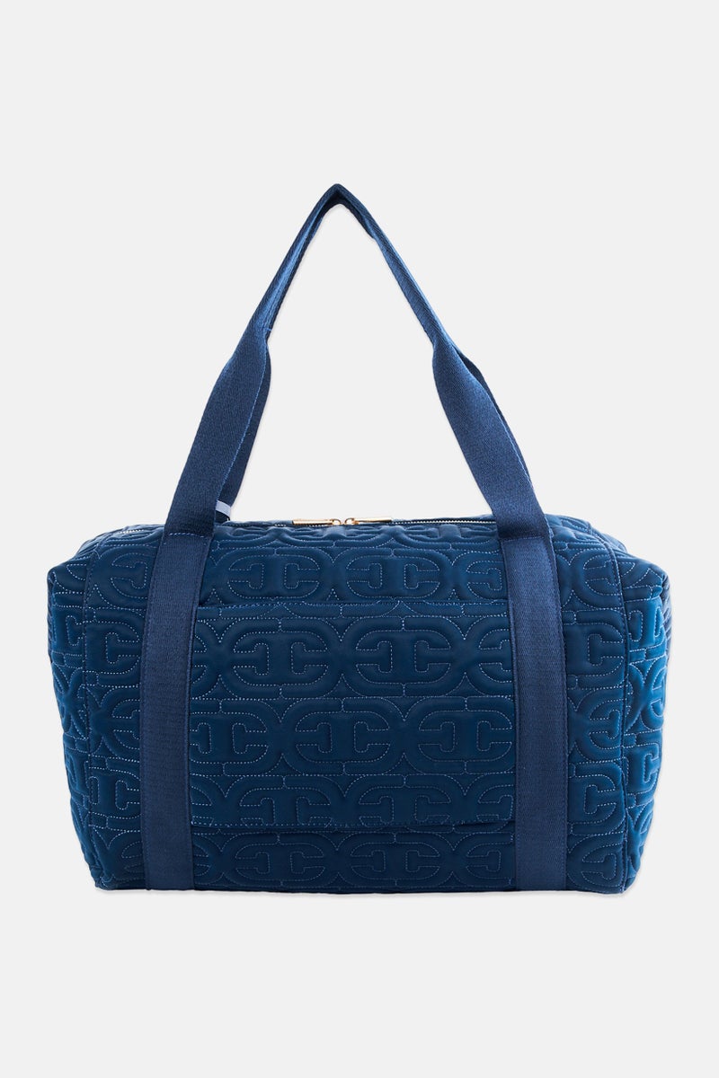 Sam Edelman Women Embroidered Logo Duffle Bag, Navy - Image 3