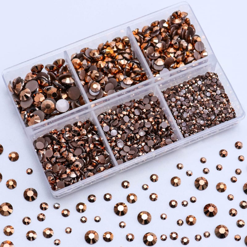 Briskbloom 3000PCS Flatback Resin Rhinestone 2mm 3mm 4mm 5mm 6mm BrownCoffee Flatback Jelly Rhinestones for Crafts Mugs Bottles Tumblers Loose Bling Glitter Diamond Resin Jelly AB Stone