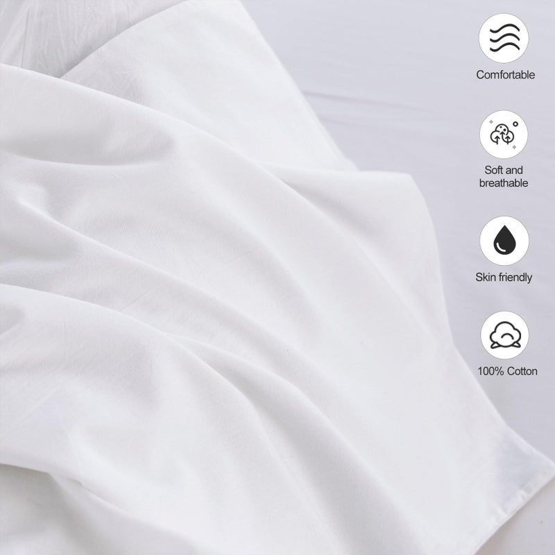 MooMee Bedding Pillowcases Pack of 4 100% Washed Cotton Linen Like Textured Breathable Durable Soft Comfy (Bright White  Standard) - Image 5