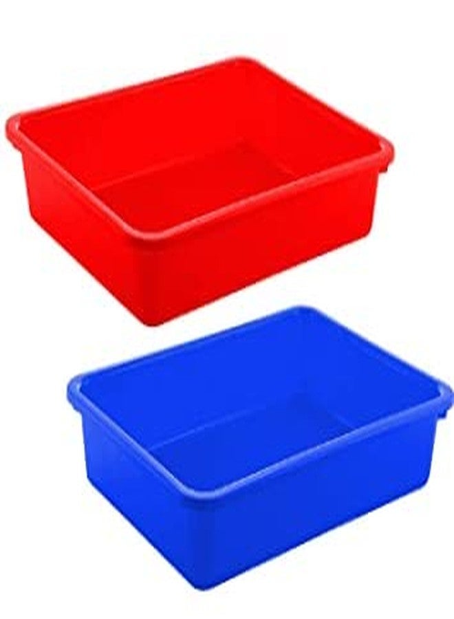 Dmitry Plastic 2 Pieces Small Size Stationary Office Tray, File Tray, Document Tray, Paper Tray A4 Documents/Papers/Letters/folders Holder Desk Organizer (Multicolor) - 42 x 30 x 8-403 Tray - Image 1