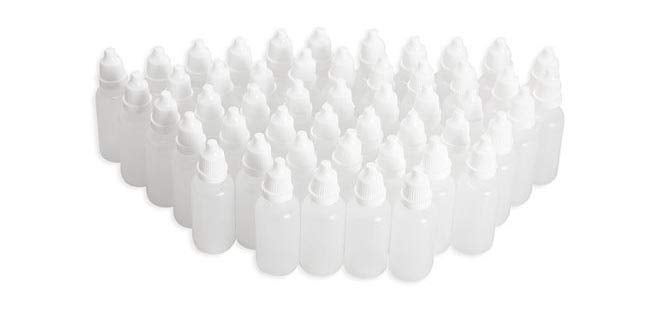 DIY Crafts زجاجات قطارة 5 مل، 50 قطعة زجاجات بلاستيكية شفافة بيضاء فارغة قابلة للضغط - Image 1