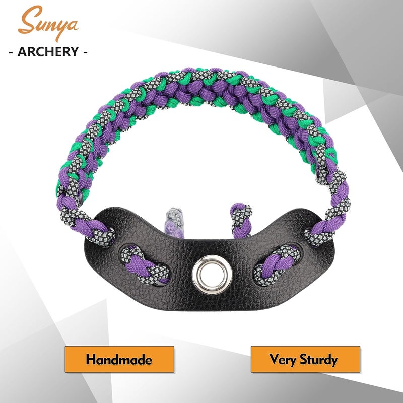 Sunya Archery Bow Wrist Sling, 550 Paracord Strap Comfortable on Hand.100% Full Grain Leather Yoke, Multiple Camo Colors.Fit Compound Bow Stabilizer & Recurve. - Image 4