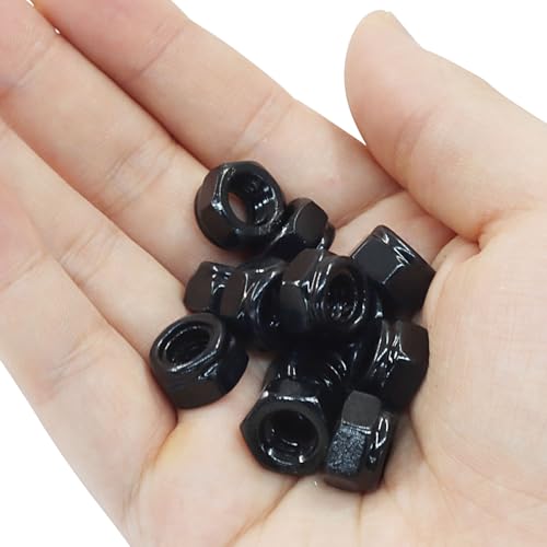 Murtenze 50Pcs Hex Lock Nuts, M6 x 1mm Stainless Steel Black Nylon Insert Self-Locking Nuts, for Fasteners - Image 5