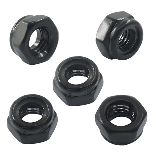 Murtenze 50Pcs Hex Lock Nuts, M6 x 1mm Stainless Steel Black Nylon Insert Self-Locking Nuts, for Fasteners - Image 1