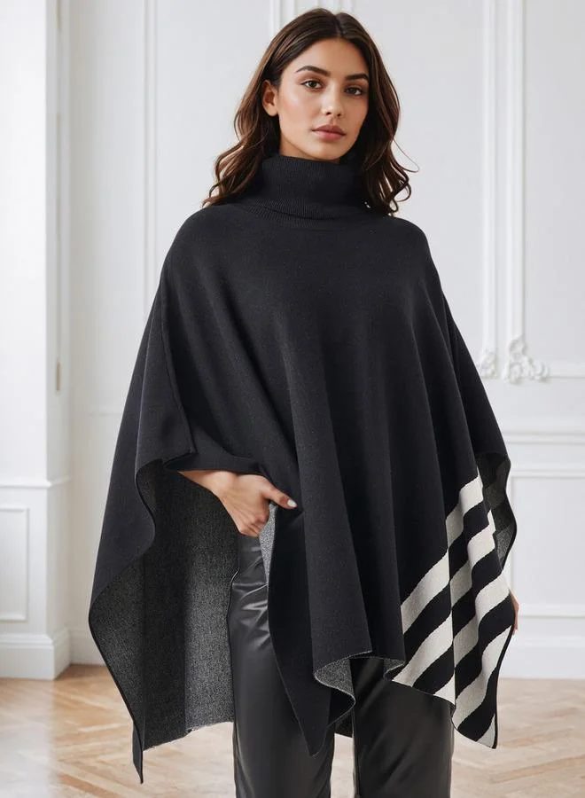ايكونيك Iconic Colourblock High Neck Poncho