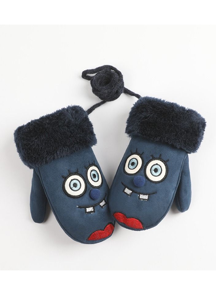 Golovejoy Children's outdoor Windproof Plush Warm And Temperature Locking Cute Cartoon Fluff Gloves In Winter 
