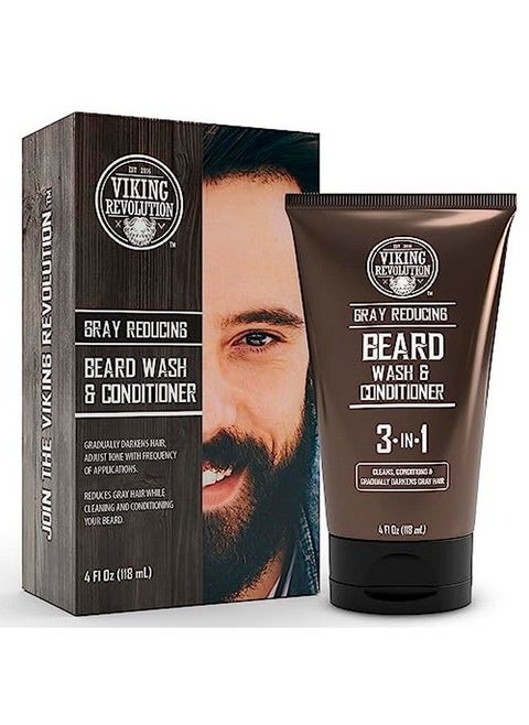 Mens Beard Dye For Men Dark Brown Grey Reducing Shampoo Beard Coloring For Men Mens Beard Color Mustache Dye For Men Grey Reducing Beard Wash And Conditioner (4 Oz Dark Brown)