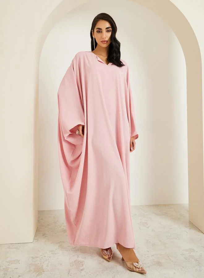 Women Pink Embellished Maxi Kaftan