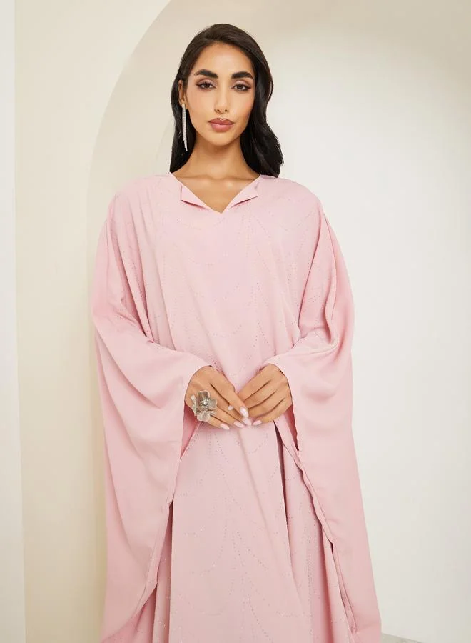 Amirah  Women Pink Embellished Maxi Kaftan for Women | Best Price UAE