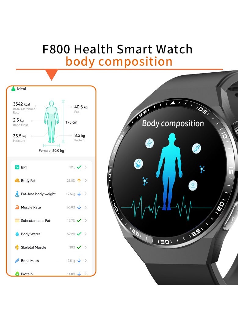 ماركة غير محددة - F800 ساعة ذكية - رفيقك الصحي الأمثل مع ECG، تنبيه SOS، كشف السقوط، تحليل الجسم، تتبع النوم و GPS لنظامي IOS و Android - ابق على اتصال وآمن في أي وقت وأي مكان - Image 1
