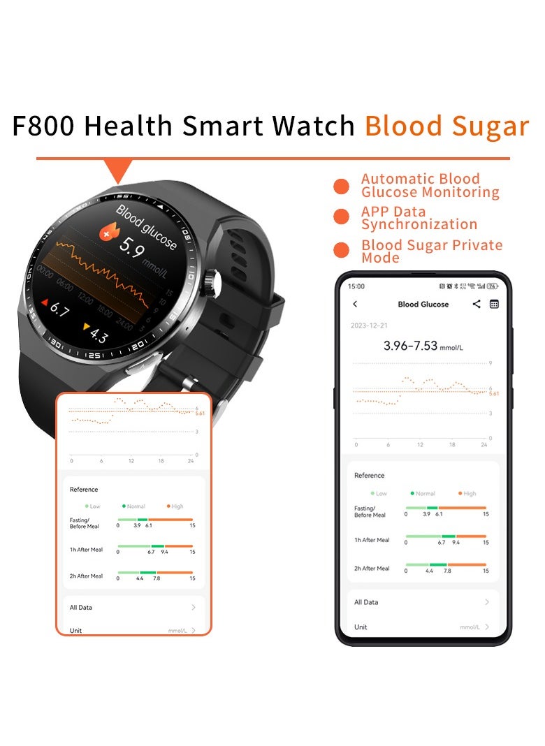 ماركة غير محددة - F800 ساعة ذكية - رفيقك الصحي الأمثل مع ECG، تنبيه SOS، كشف السقوط، تحليل الجسم، تتبع النوم و GPS لنظامي IOS و Android - ابق على اتصال وآمن في أي وقت وأي مكان - Image 1