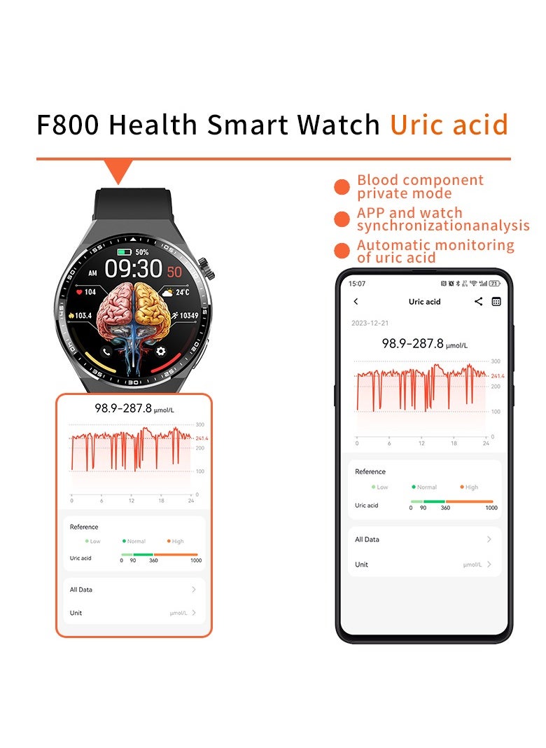ماركة غير محددة - F800 ساعة ذكية - رفيقك الصحي الأمثل مع ECG، تنبيه SOS، كشف السقوط، تحليل الجسم، تتبع النوم و GPS لنظامي IOS و Android - ابق على اتصال وآمن في أي وقت وأي مكان - Image 1
