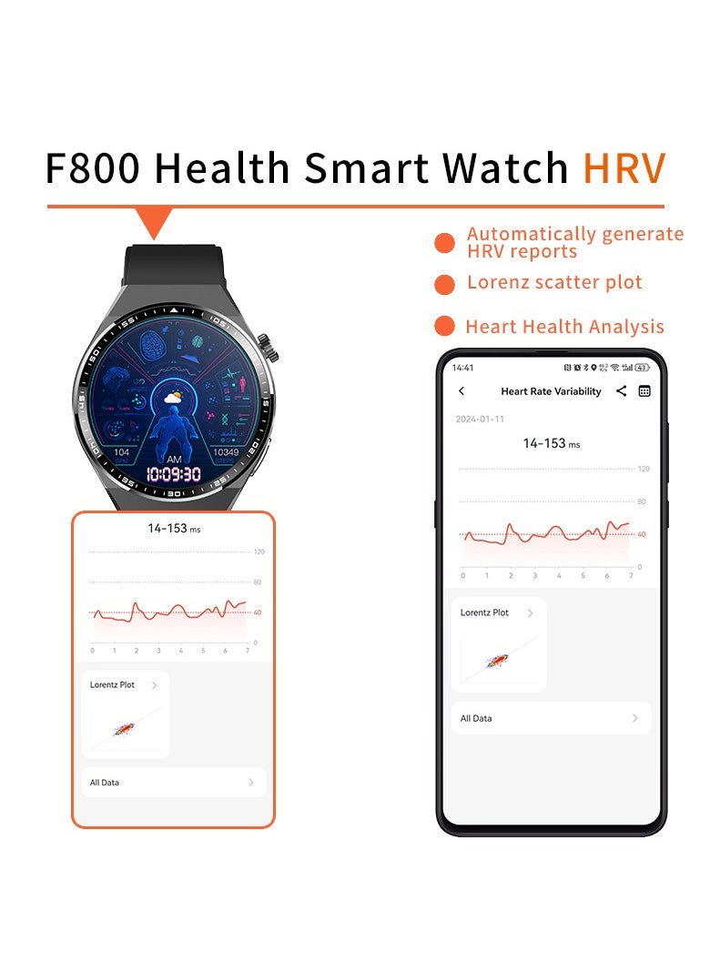 ماركة غير محددة - F800 ساعة ذكية - رفيقك الصحي الأمثل مع ECG، تنبيه SOS، كشف السقوط، تحليل الجسم، تتبع النوم و GPS لنظامي IOS و Android - ابق على اتصال وآمن في أي وقت وأي مكان - Image 1