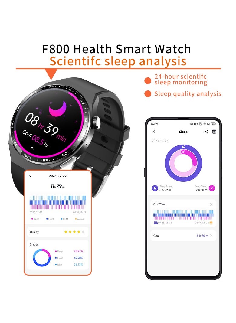 ماركة غير محددة - F800 ساعة ذكية - رفيقك الصحي الأمثل مع ECG، تنبيه SOS، كشف السقوط، تحليل الجسم، تتبع النوم و GPS لنظامي IOS و Android - ابق على اتصال وآمن في أي وقت وأي مكان - Image 1