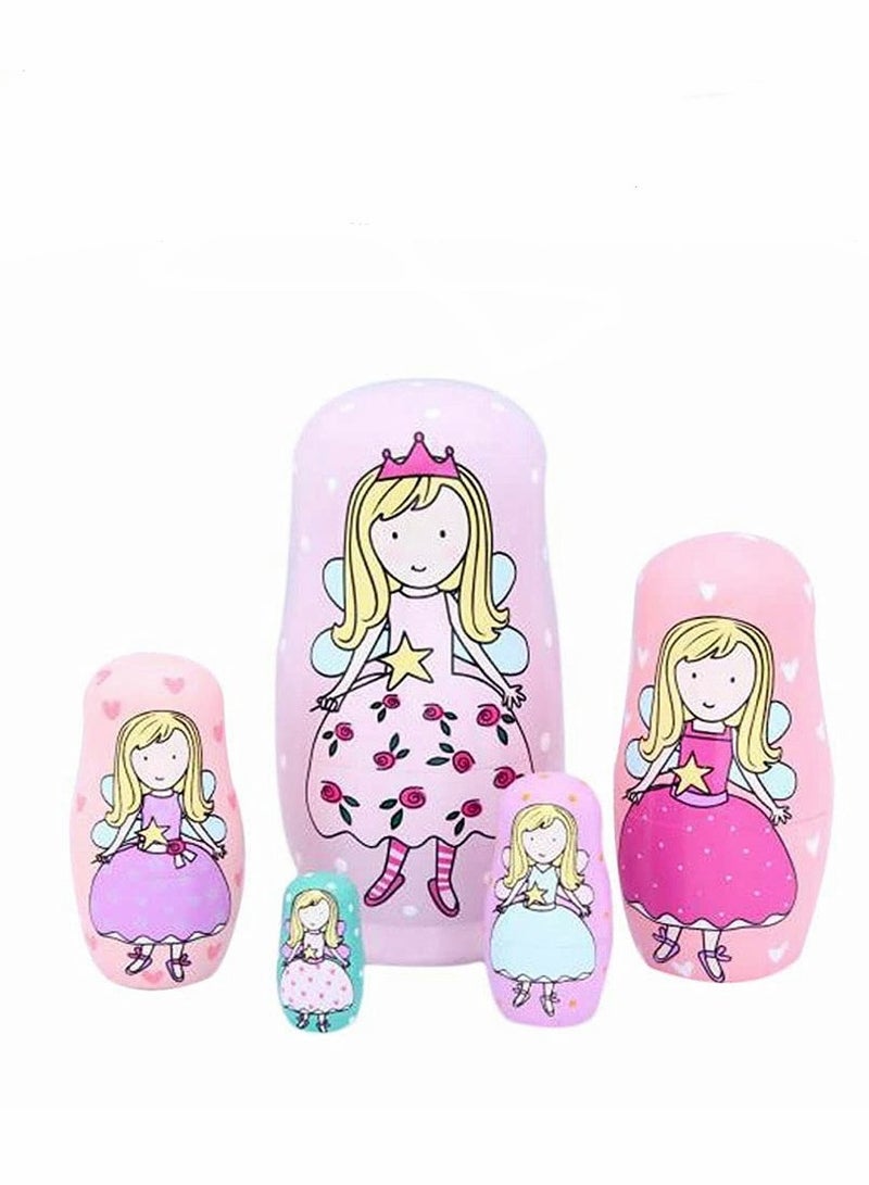 Wooden Russian Nesting Dolls Set, 5 Pieces Stacking Dolls for Home Decor - Image 5
