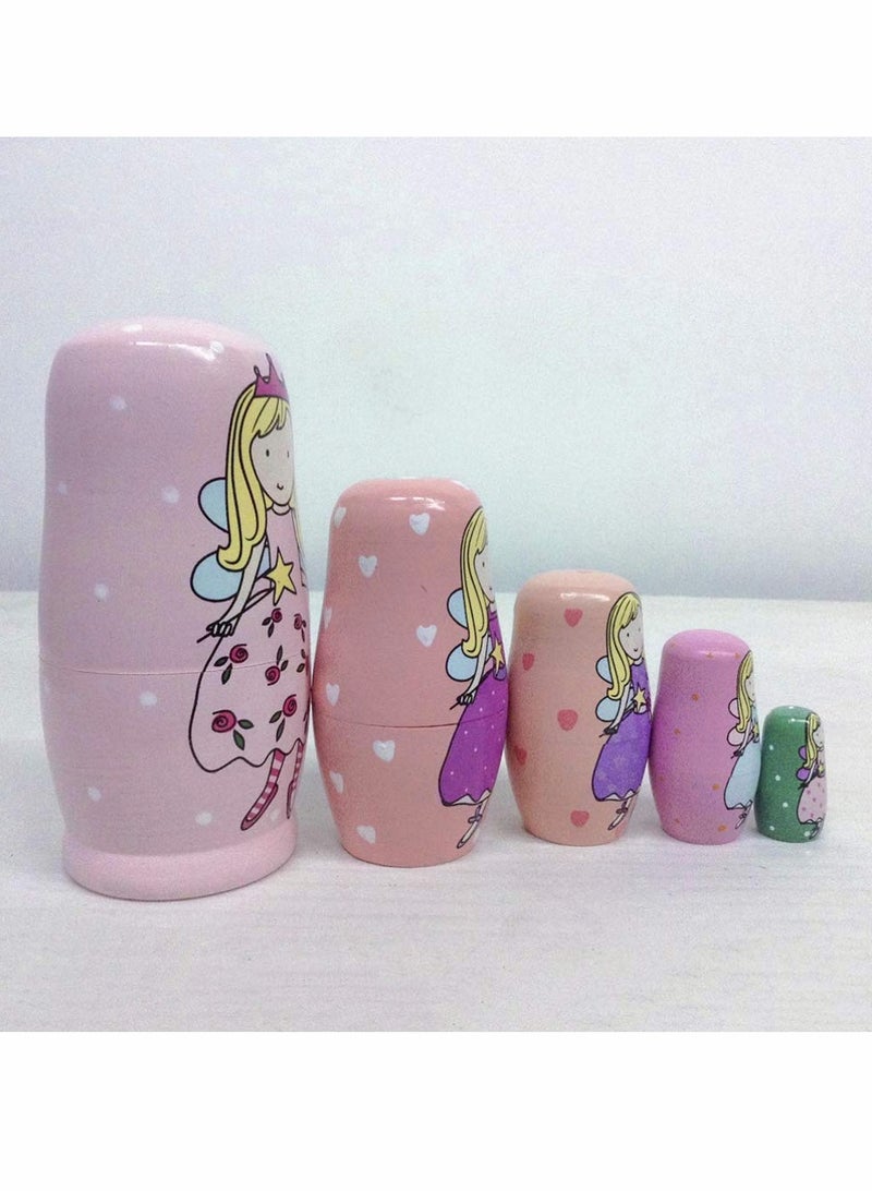 Wooden Russian Nesting Dolls Set, 5 Pieces Stacking Dolls for Home Decor - Image 4