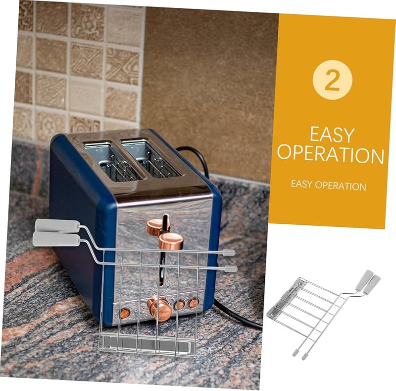 Stainless Steel Breakfast Maker Rack Bread Slice Holder Grill Toaster Gray 26 5X15X2 5CM Easy Clean - Image 4