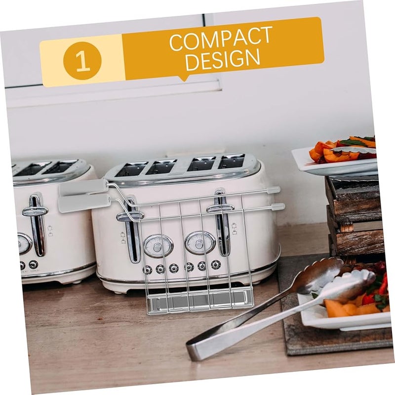 Stainless Steel Breakfast Maker Rack Bread Slice Holder Grill Toaster Gray 26 5X15X2 5CM Easy Clean - Image 3