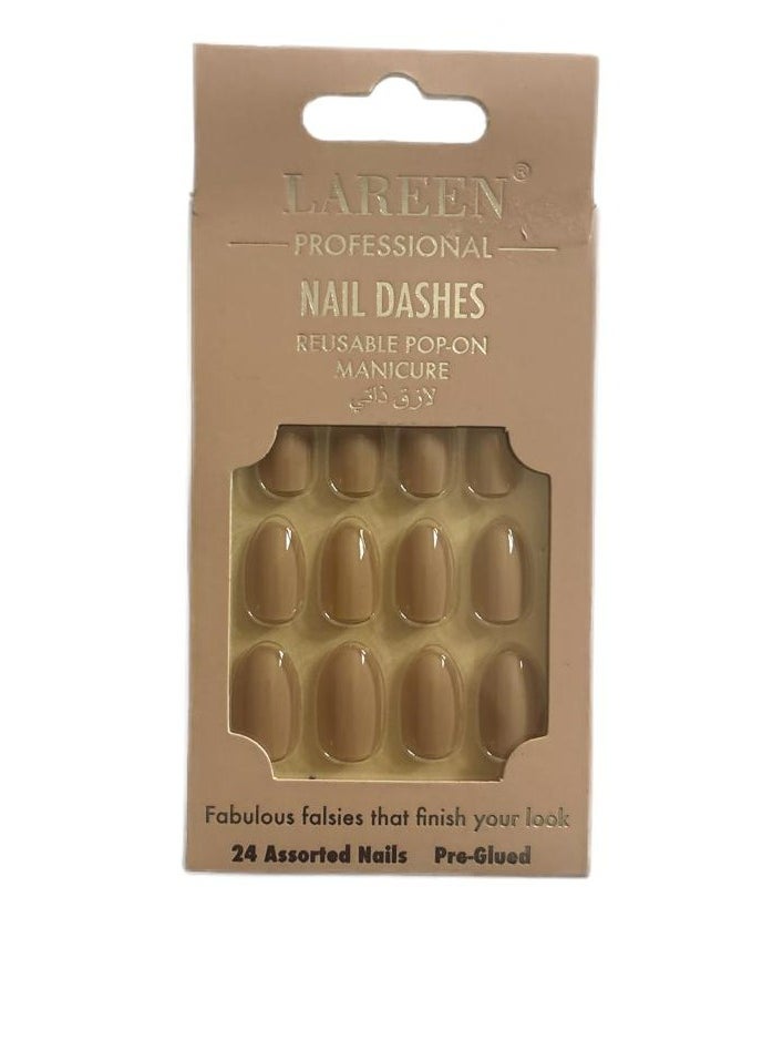 Lareen 24 Pcs Crystal Cat Eye Nail Art False Nails Short Square and Round Manicure Fake Nails Press on Nails with Wearing Tools（Champagne）Random Packaging  - Image 1