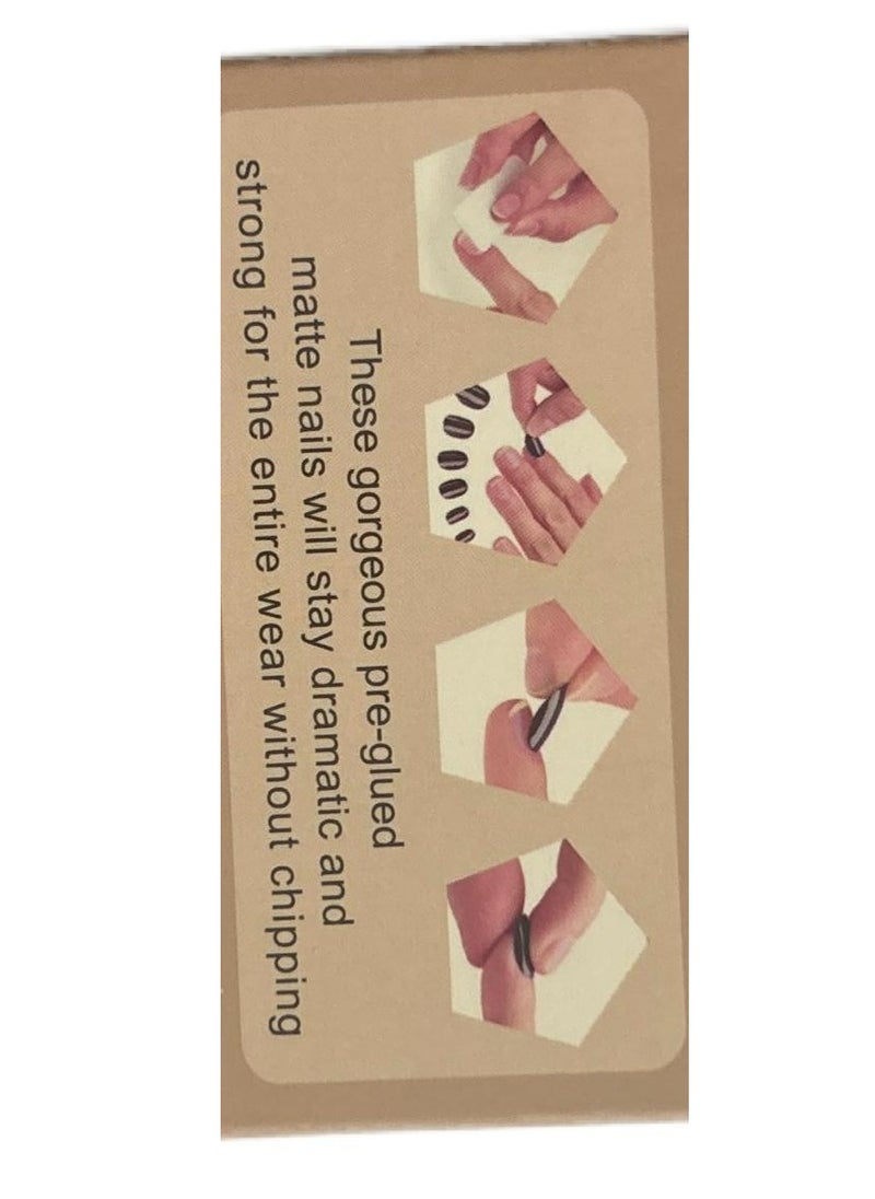 Lareen 24 Pcs Crystal Cat Eye Nail Art False Nails Short Square and Round Manicure Fake Nails Press on Nails with Wearing Tools（Champagne）Random Packaging  - Image 2
