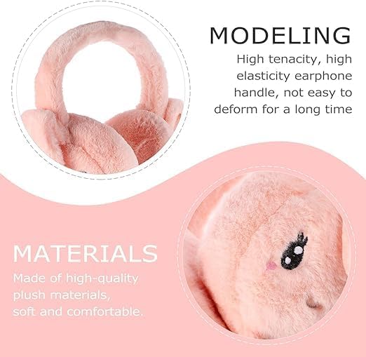 THE DDS STORE Women's Winter Plush Earwarmer Bunny Earmuffs with Moving Jumping Rabbit Ears Headbands Winter Ear Warmers for Women Girls (Pink) - Image 4