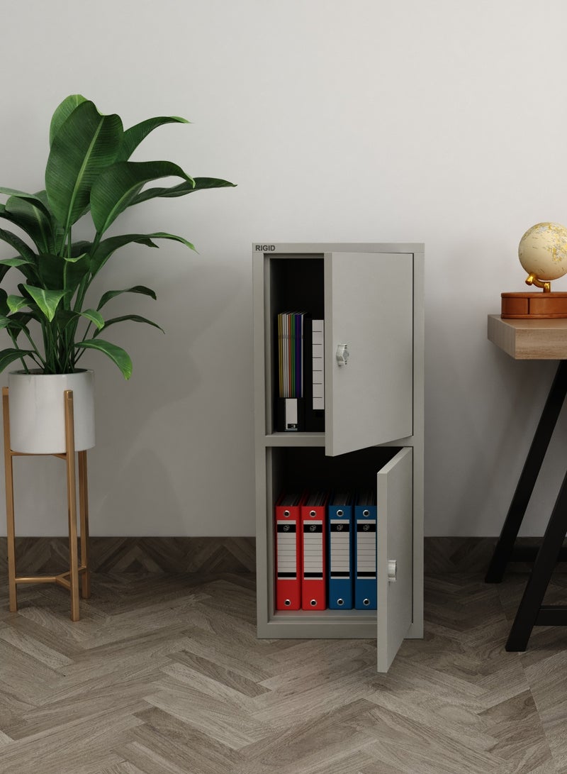RIGID Two Door Mini Locker, Steel Storage Cabinet with Lock for Home, Office, School Use (Grey) - Image 5