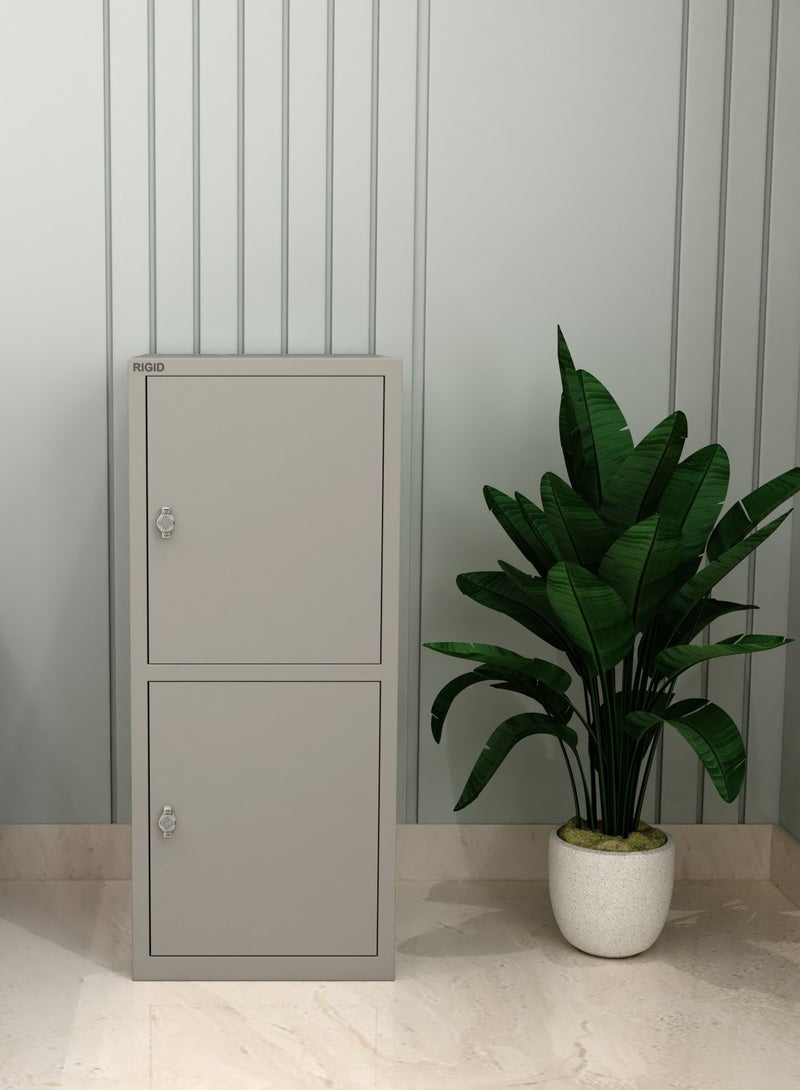 RIGID Two Door Mini Locker, Steel Storage Cabinet with Lock for Home, Office, School Use (Grey) - Image 4