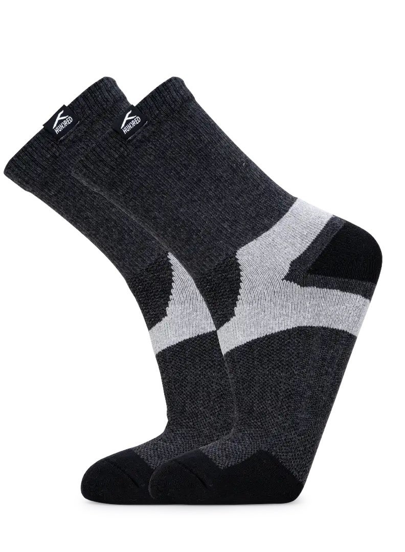 HUNDRED Men'S Sports Socks - Quarter (Black/Grey) (Hbas-3M057-2) - Image 5