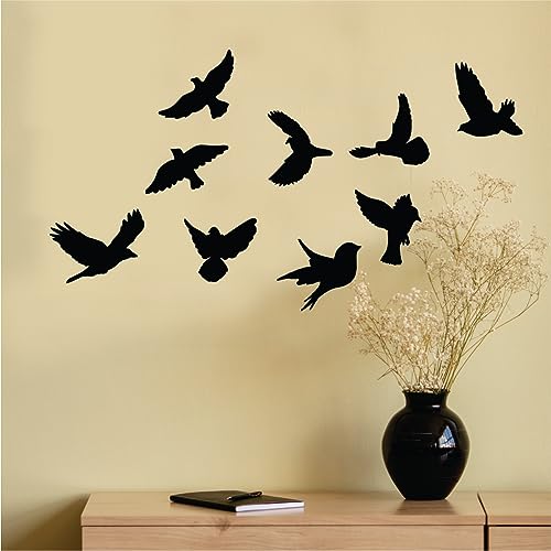 PICRAZEE 9 Flying Birds MDF Plaque Cutout Ready to Hang Home Décor, Room Wall Décor, Wall Art, Decorative Wooden Plaque for Home & Wall Decoration (9 Flying Birds) - Image 1