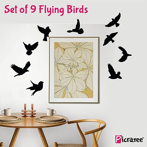 PICRAZEE 9 Flying Birds MDF Plaque Cutout Ready to Hang Home Décor, Room Wall Décor, Wall Art, Decorative Wooden Plaque for Home & Wall Decoration (9 Flying Birds) - Image 2