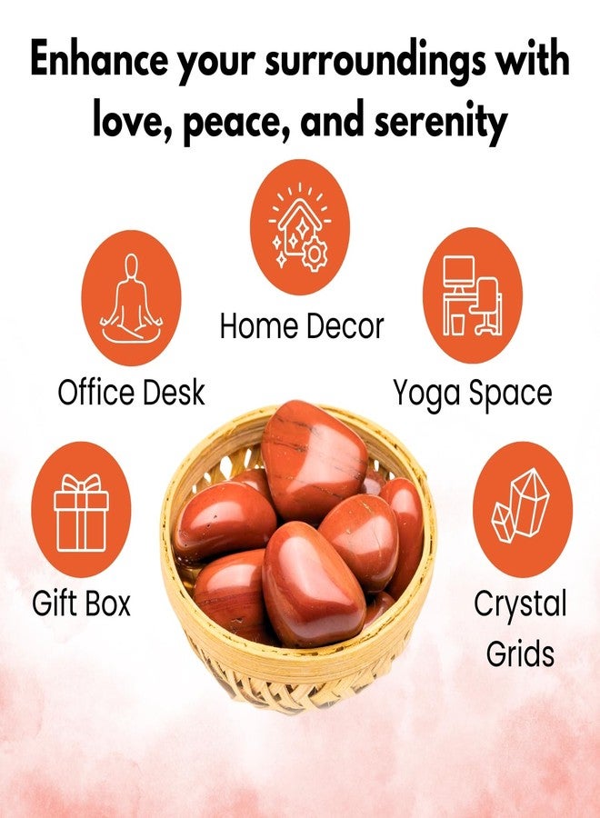 Plus Value Natural Red Jasper Tumbled Stone Pebbles for Vastu Feng Shui Aura Chakra Reiki Healing Crystals Home Office Decor Showpiece Decoration (200-grams, Cane Basket) - Image 2